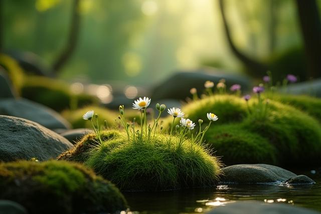 Naturlig inspirasjon fra norsk natur: mose, stein og blomster